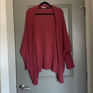 Berry colored popcorn cardigan